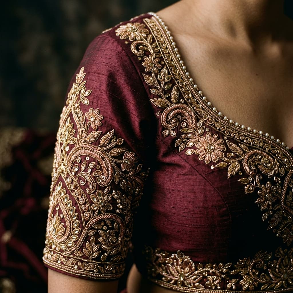 Exquisite Aari embroidery bridal blouse